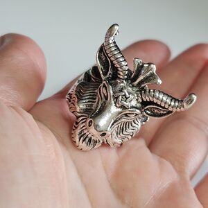 **Sale** Titan "Horned Head" Sheep Goat Silver Tone Ring Size 9